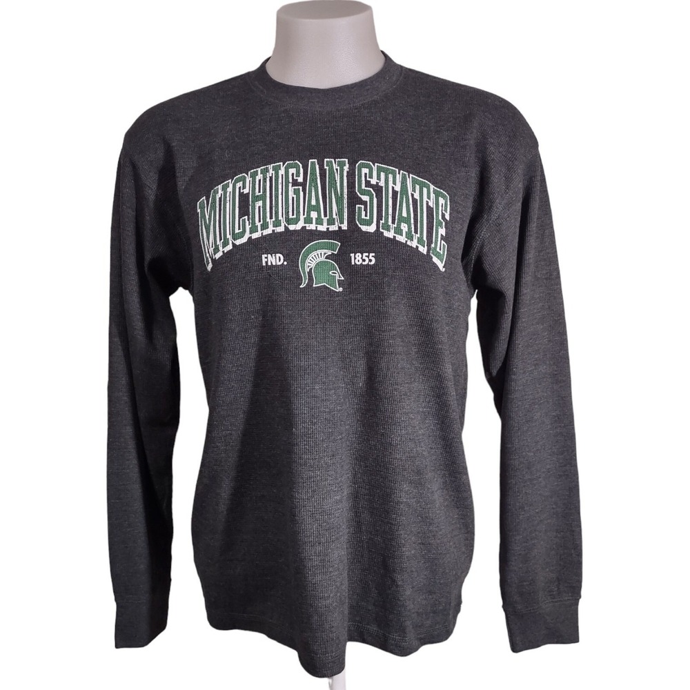 Michigan State Spartans‎ T-Shirt Men's Large Pro Edge Long Sleeve Tee Gray  Logo